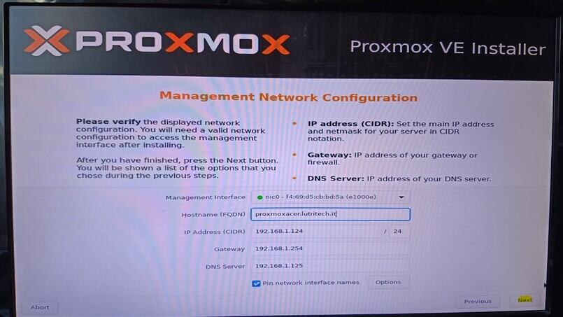 Proxmox Network Configuration -Lutritech.it