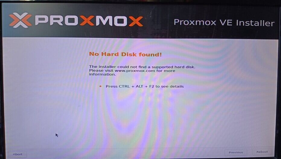 No Hard Disk Found Proxmox su portatile - Lutritech.it